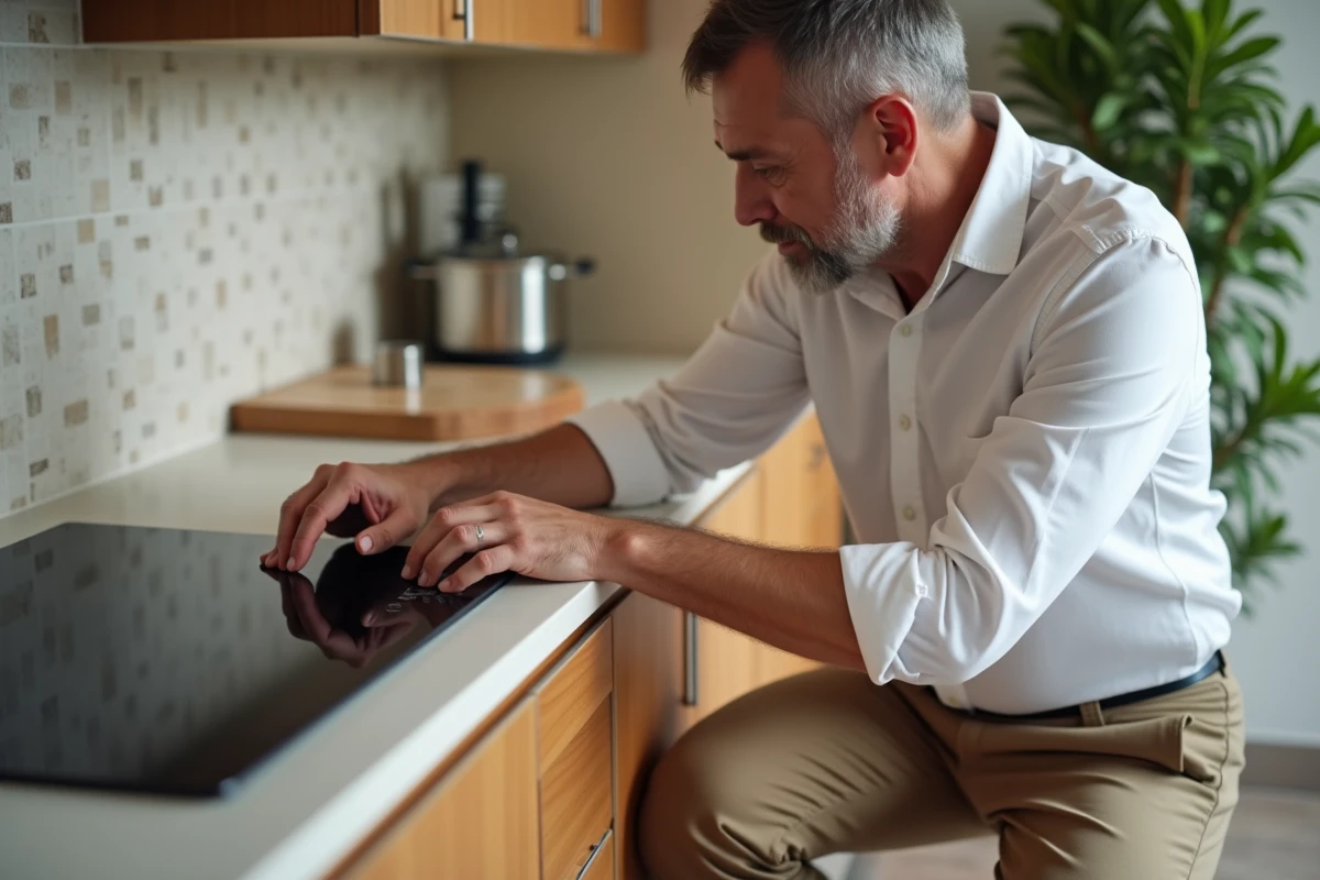 Homme appuyant sur un bouton d
