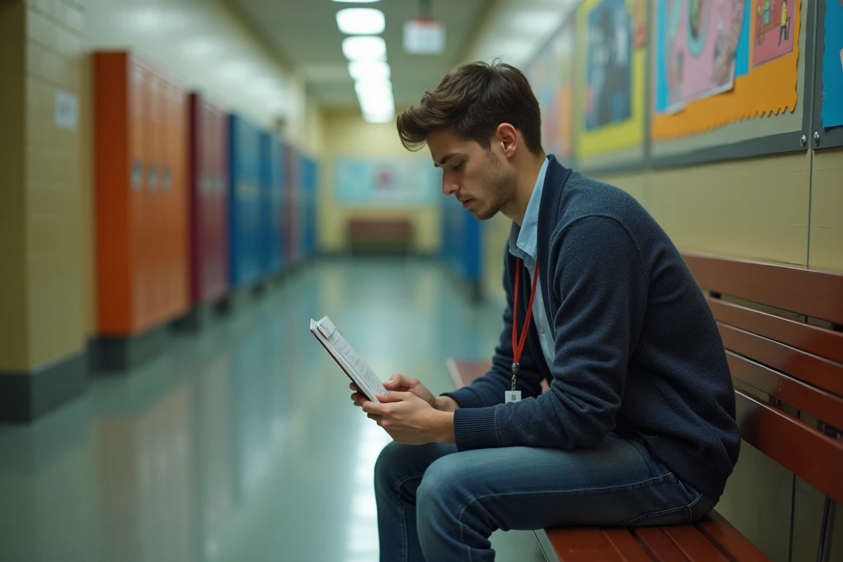 Jeune homme seul dans un couloir d